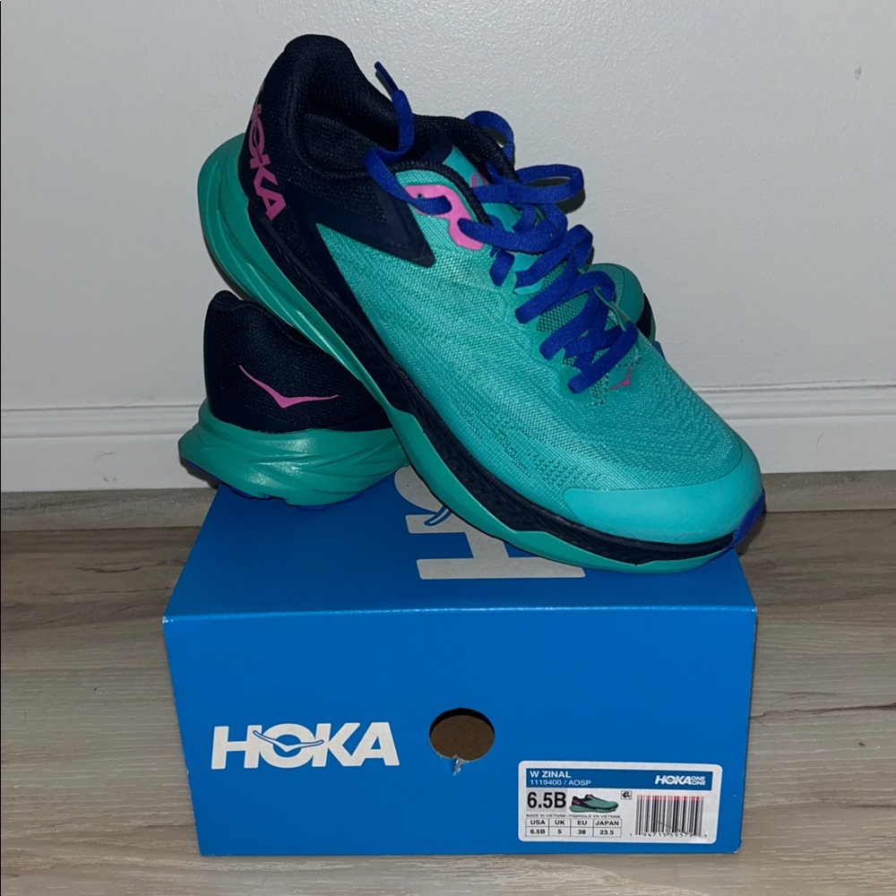 Hoka Women's Running Shoes Teal, Navy & Pink Accents
